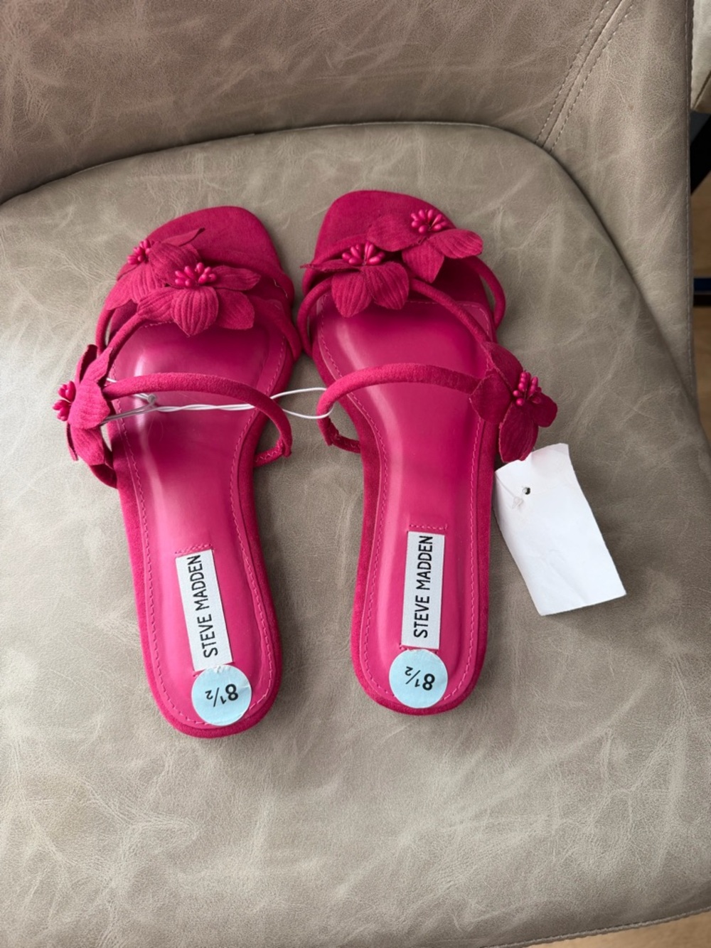 Steve Madden Hot Pink Floral Slide Sandals
